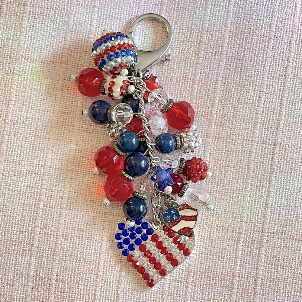 Patriotic Heart Purse Charm